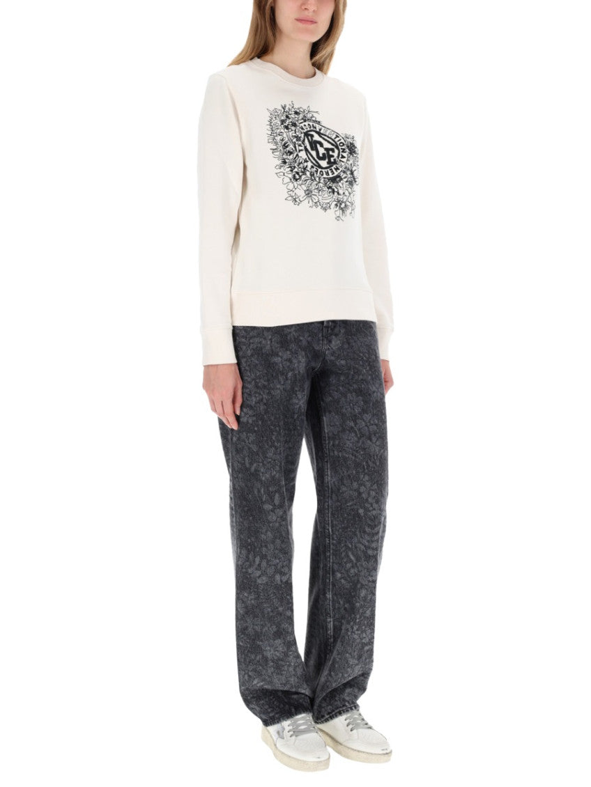 White Embroidered Crew Neck Sweatshirt 2