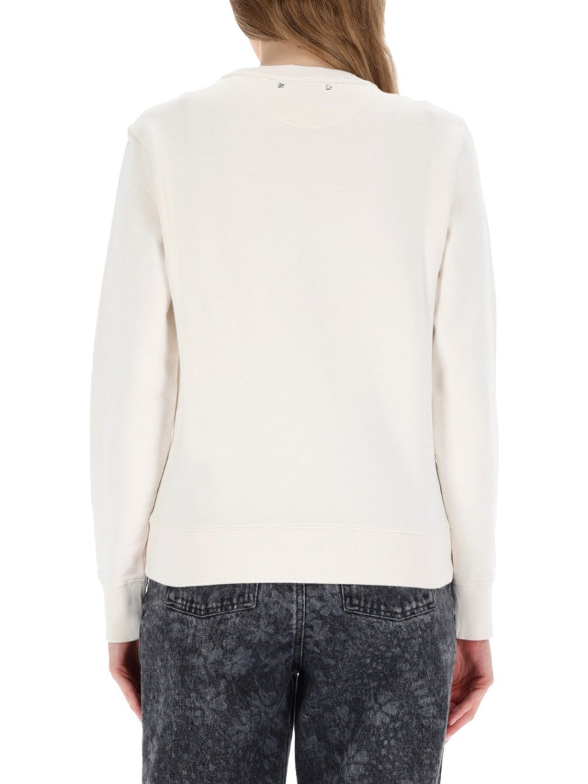 White Embroidered Crew Neck Sweatshirt 3