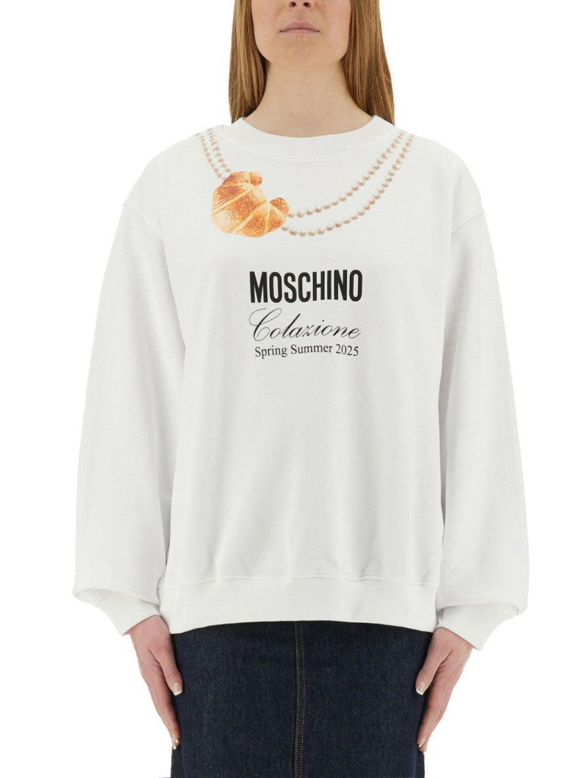 White Graphic Crew Neck Sweatshirt 1