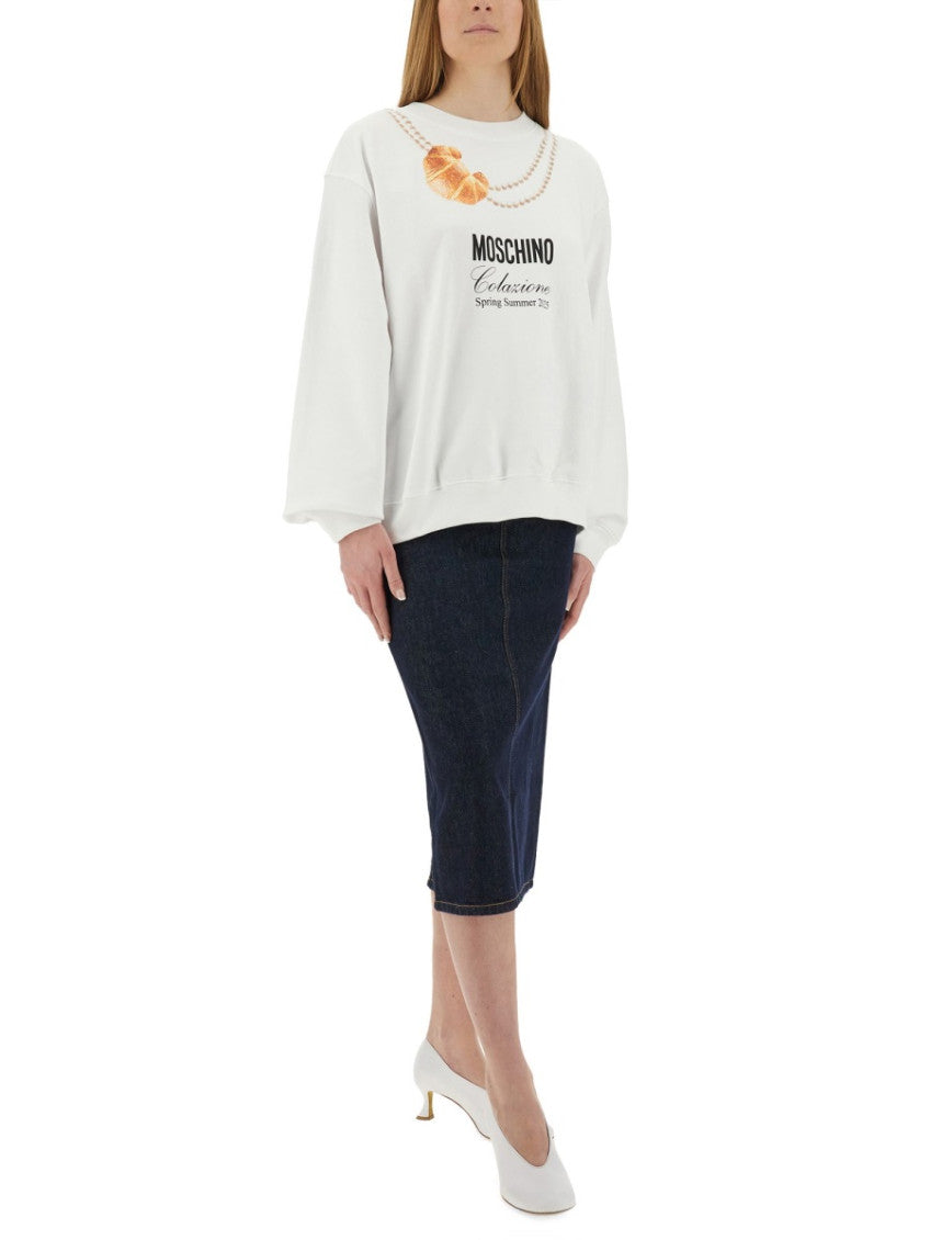 White Graphic Crew Neck Sweatshirt 2