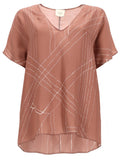 Beige Printed V Neck Top 1