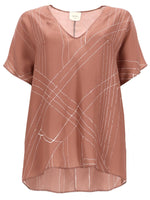Beige Printed V Neck Top 1