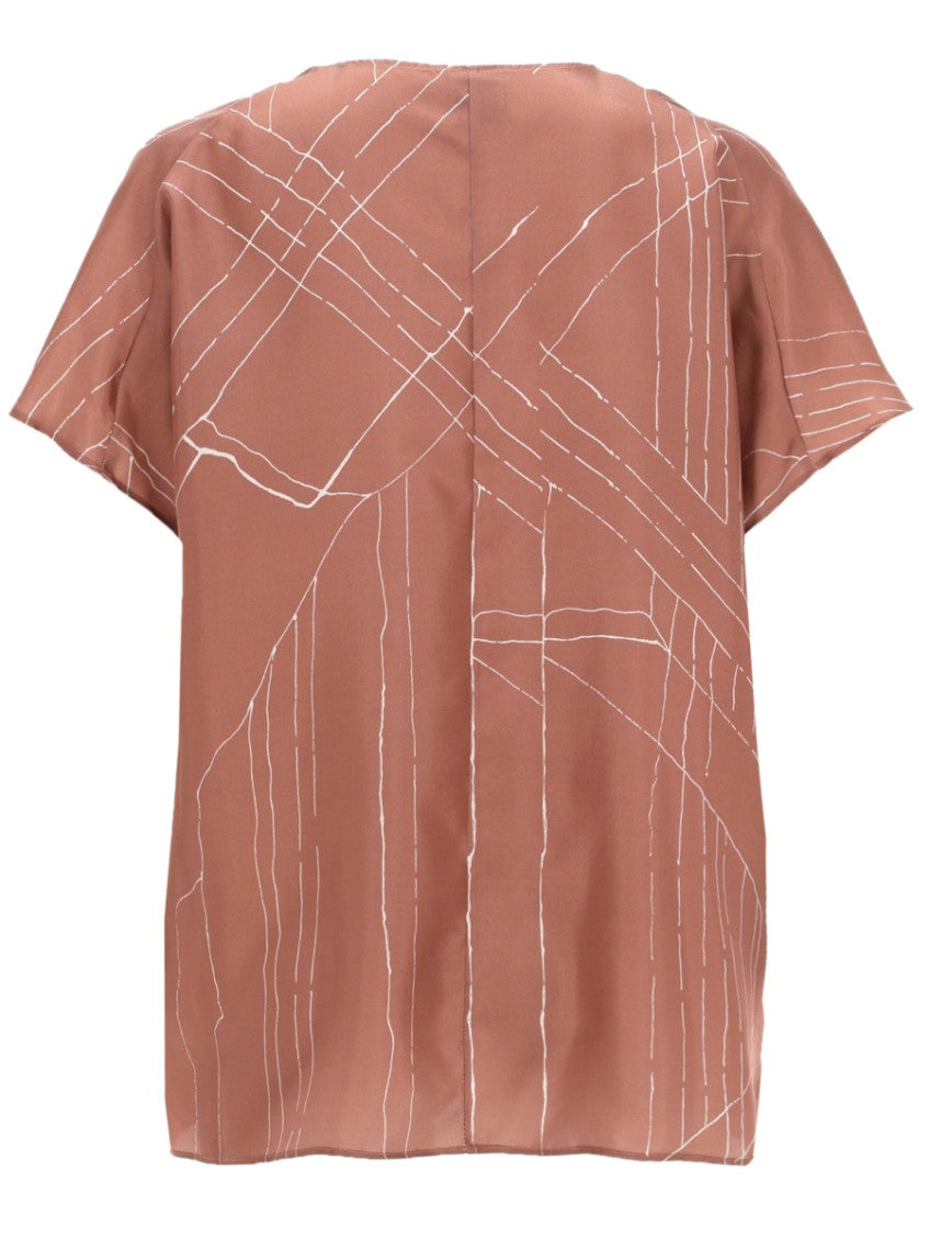 Beige Printed V Neck Top 2