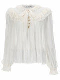 White Embellished Round Neck Top 1