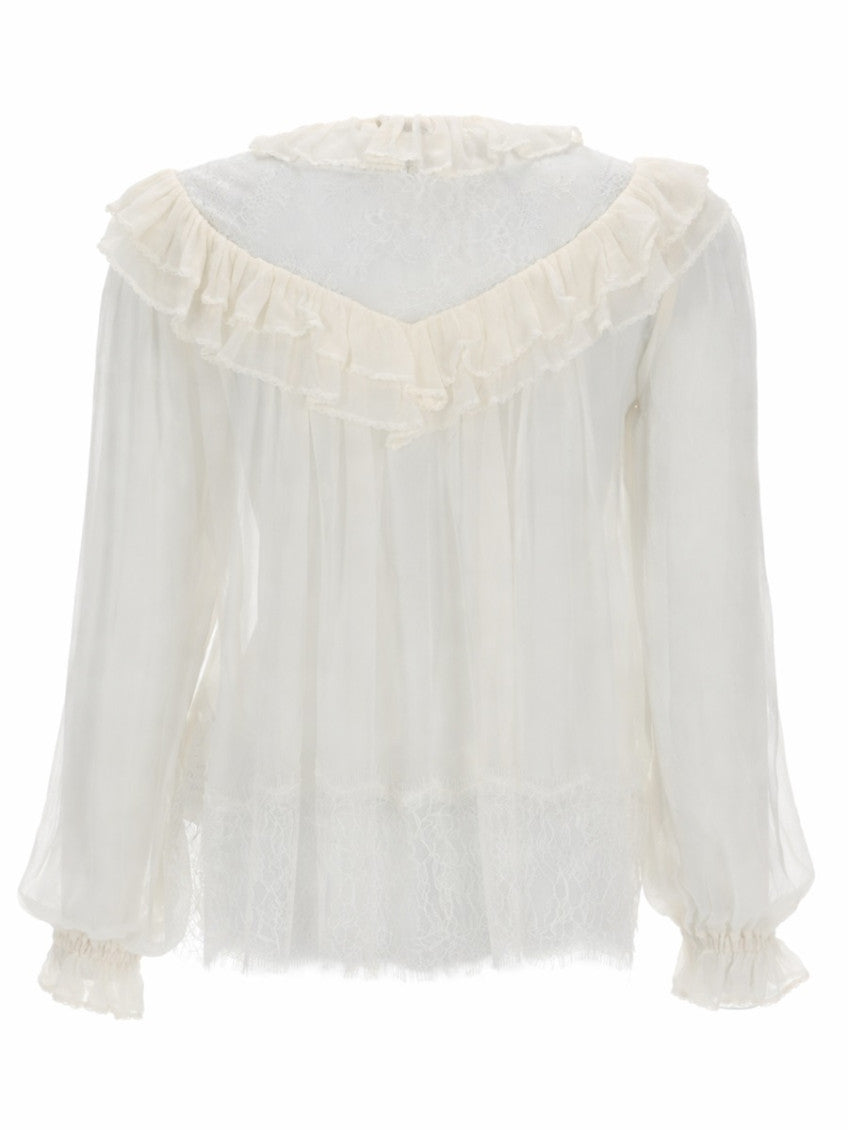 White Embellished Round Neck Top 2