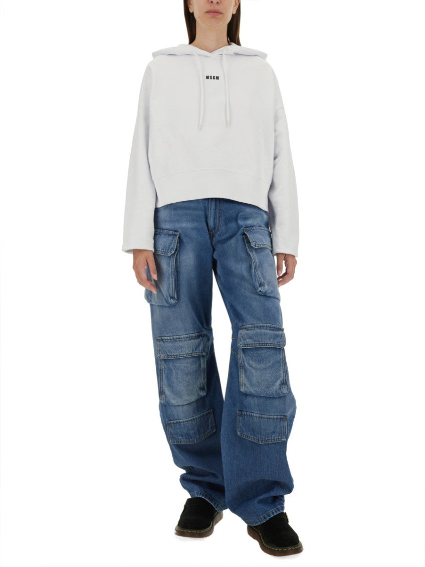 White Logo Hood Sweatshirt 2