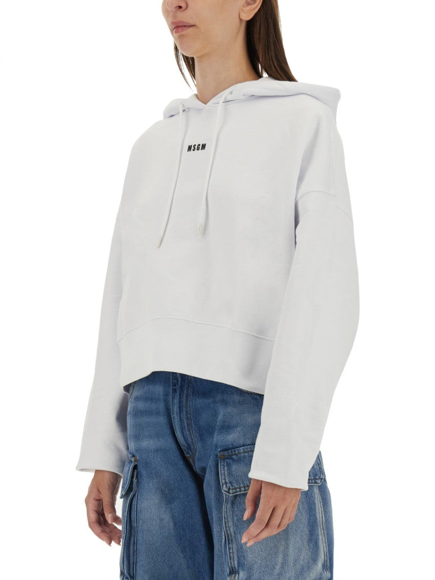White Logo Hood Sweatshirt 4
