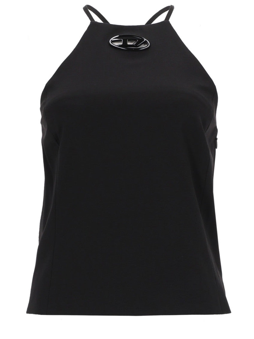 Black Solid Halter Neck Top 1