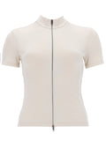White Solid Mock Collar Top 1