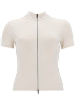 White Solid Mock Collar Top 1