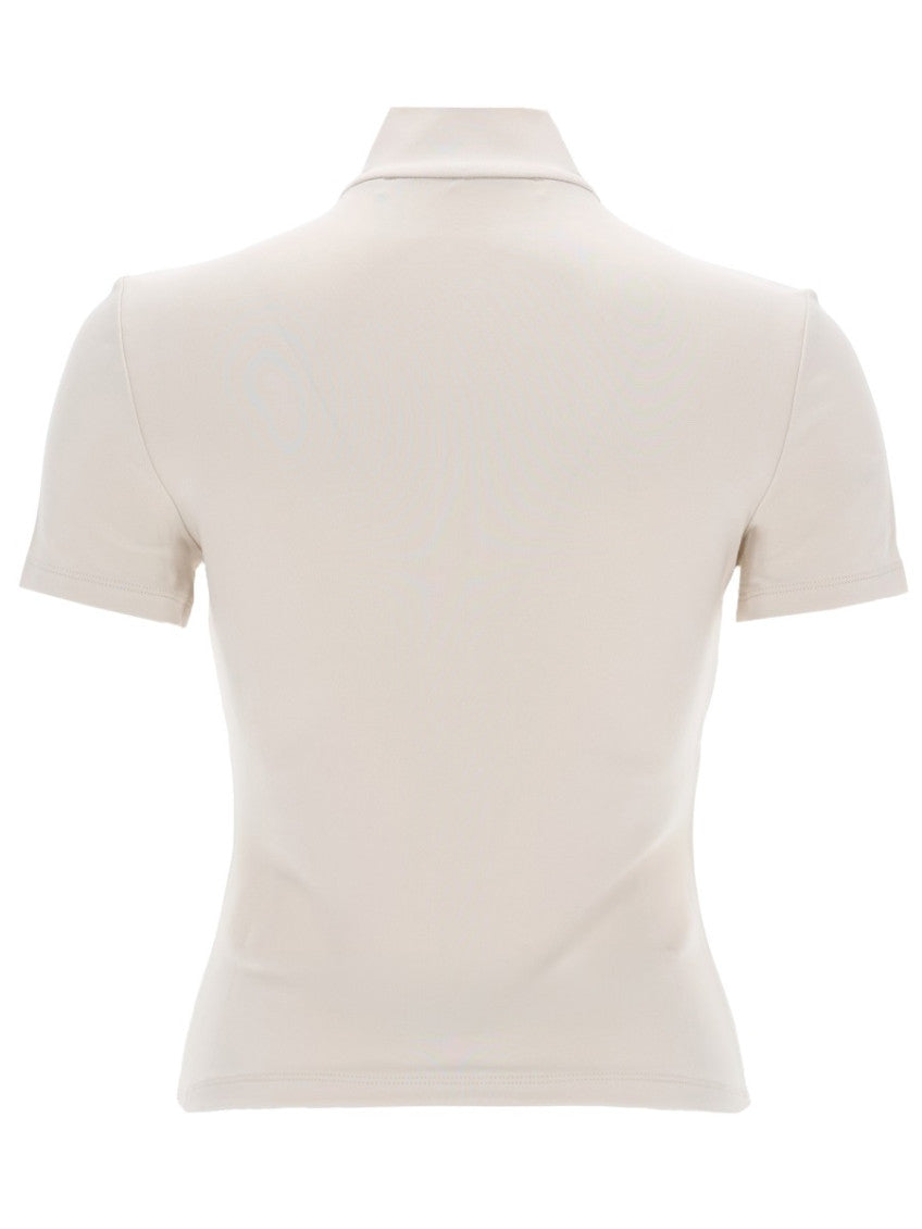 White Solid Mock Collar Top 2