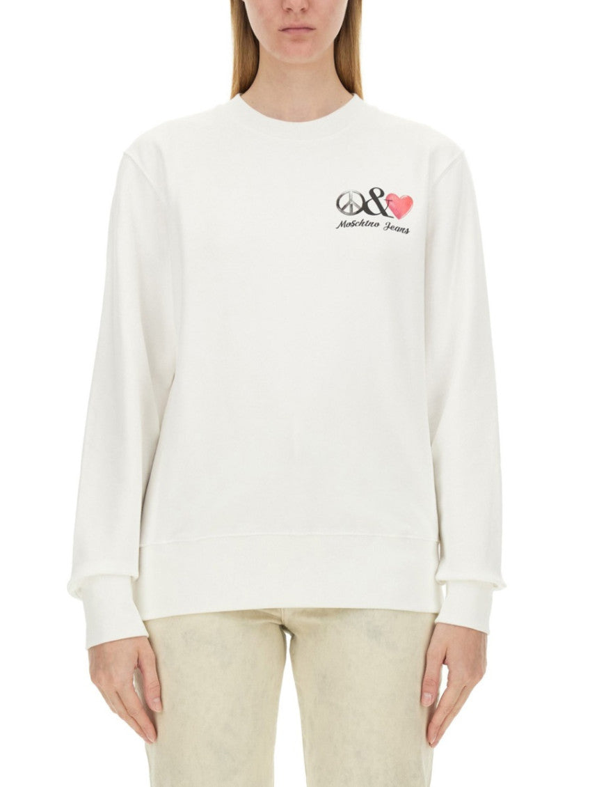 White Logo Crew Neck Sweatshirt 1