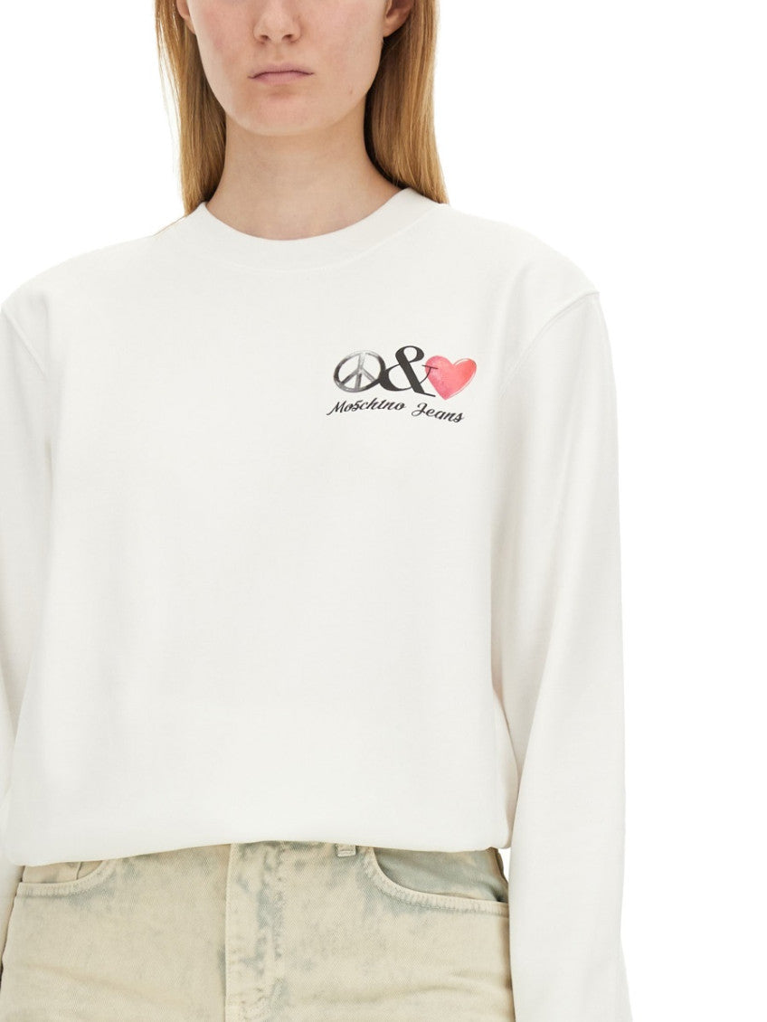 White Logo Crew Neck Sweatshirt 4
