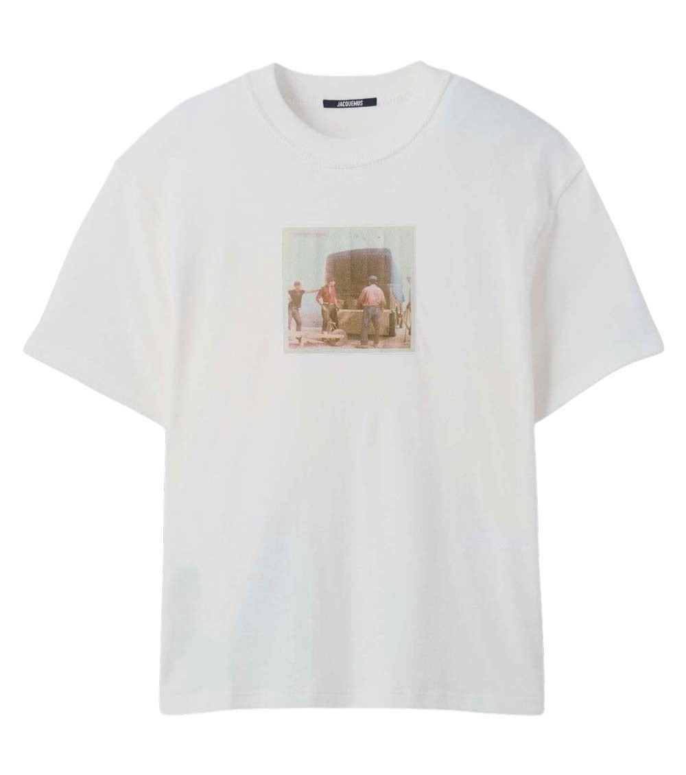 Beige Graphic Crew Neck T-Shirt 1