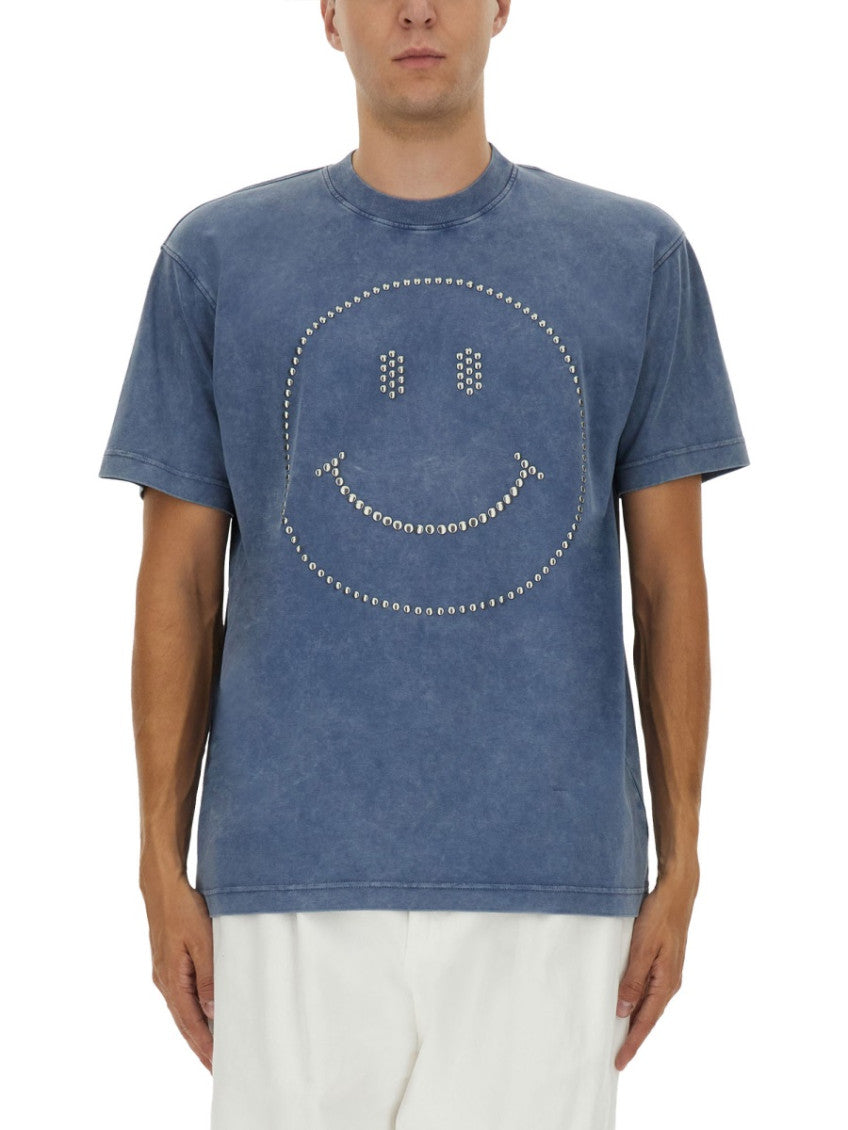 Blue Embellished Crew Neck T-Shirt 1