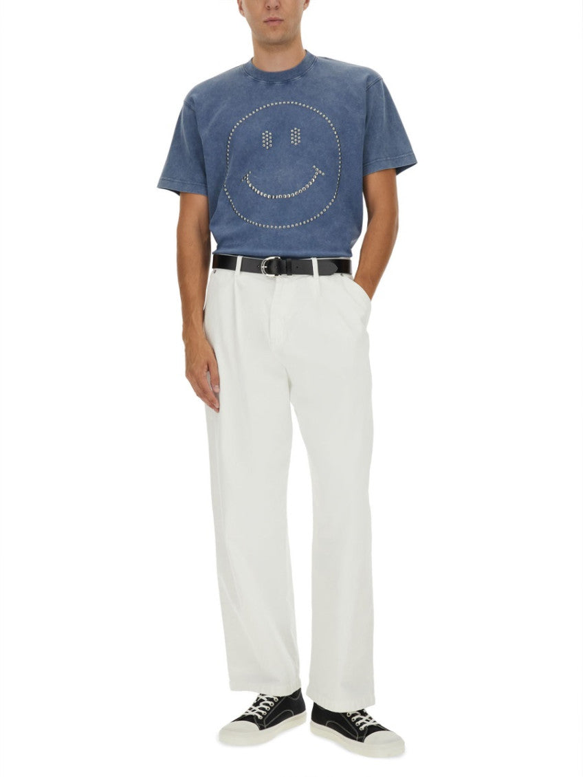 Blue Embellished Crew Neck T-Shirt 2