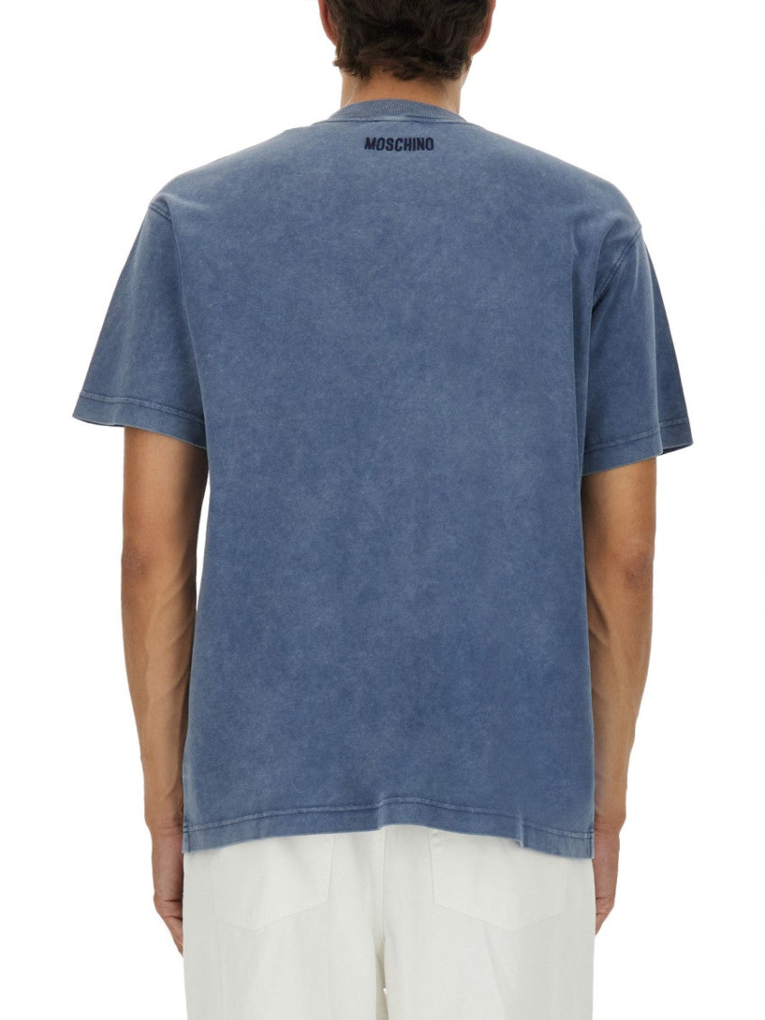 Blue Embellished Crew Neck T-Shirt 3