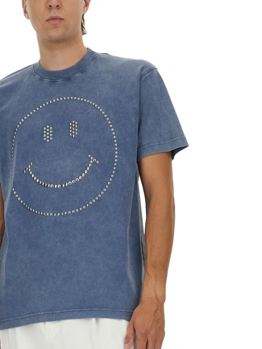 Blue Embellished Crew Neck T-Shirt 4