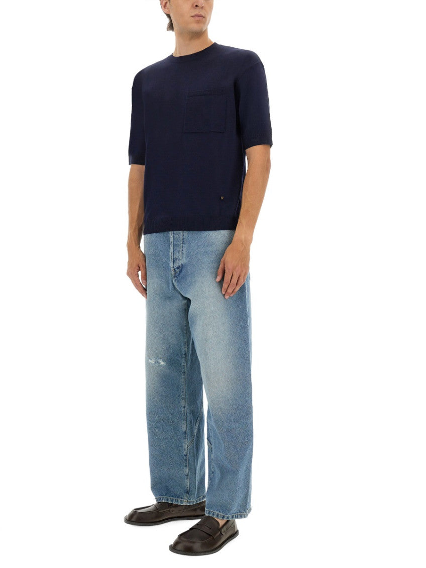 Blue Solid Crew Neck T-Shirt 2