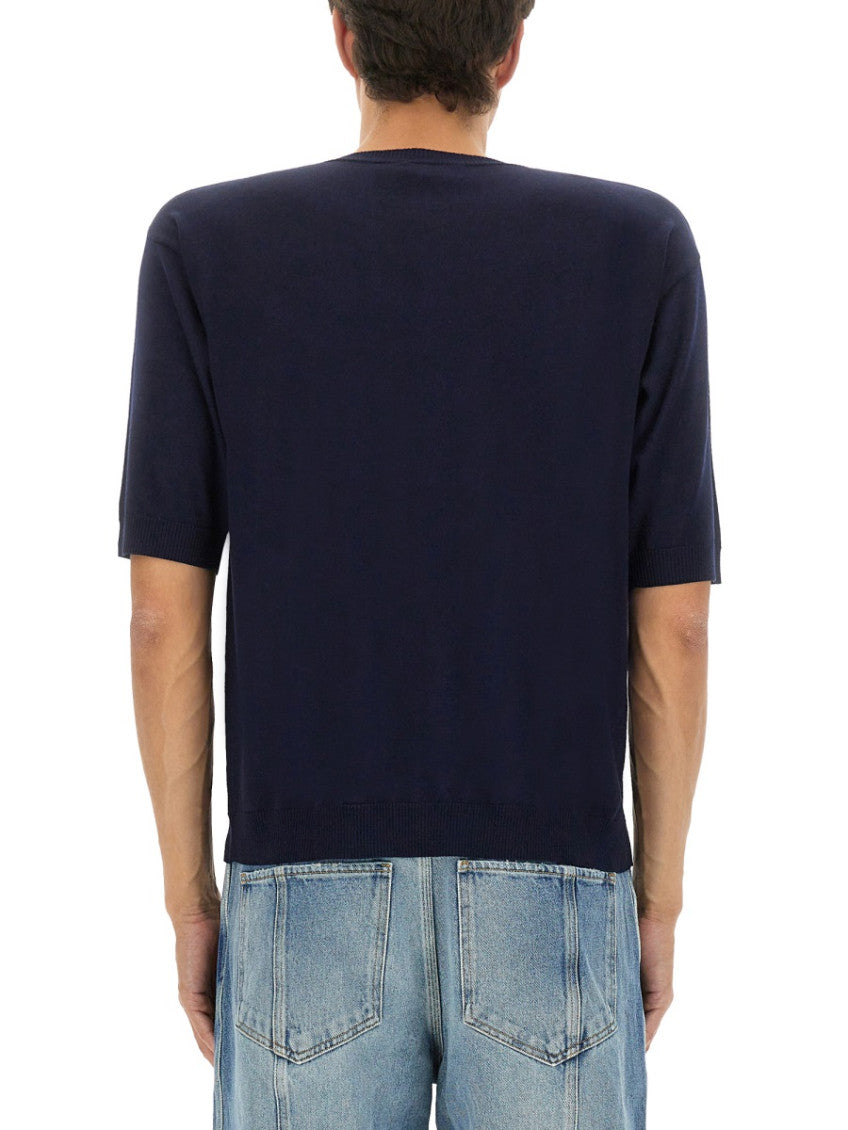 Blue Solid Crew Neck T-Shirt 3