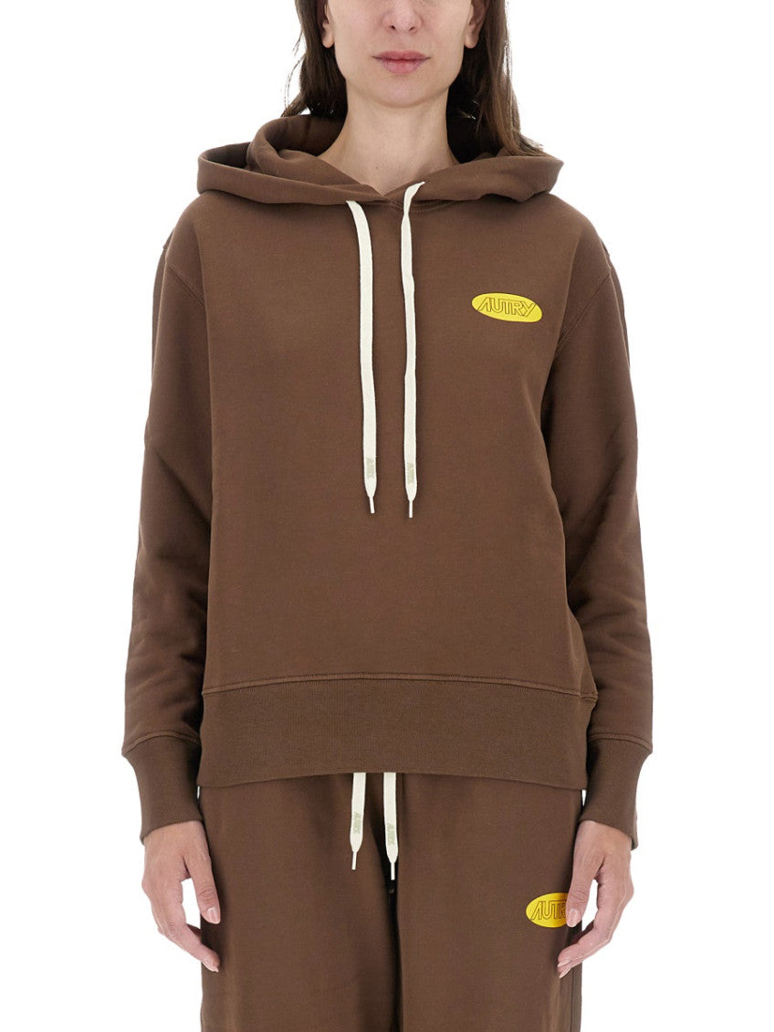 Brown Logo Hood Sweatshirt 1