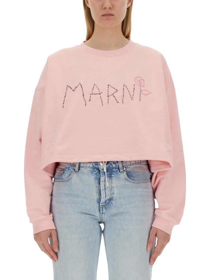 Pink Logo Crew Neck Sweatshirt 1