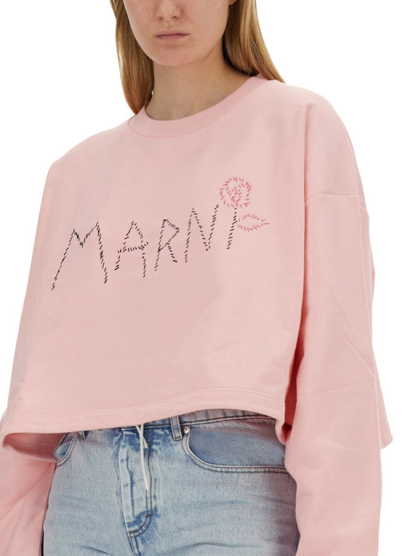 Pink Logo Crew Neck Sweatshirt 4