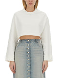 White Solid Crew Neck Sweatshirt 1