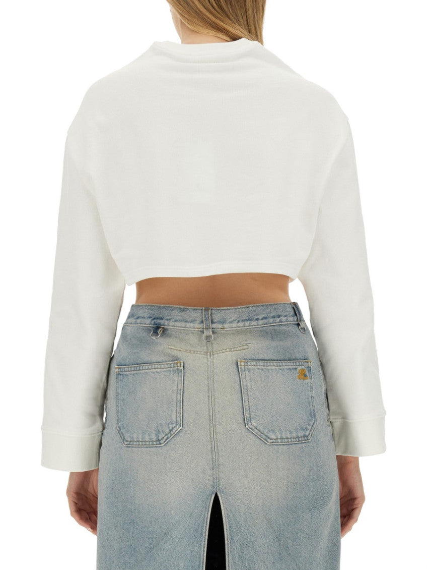 White Solid Crew Neck Sweatshirt 3