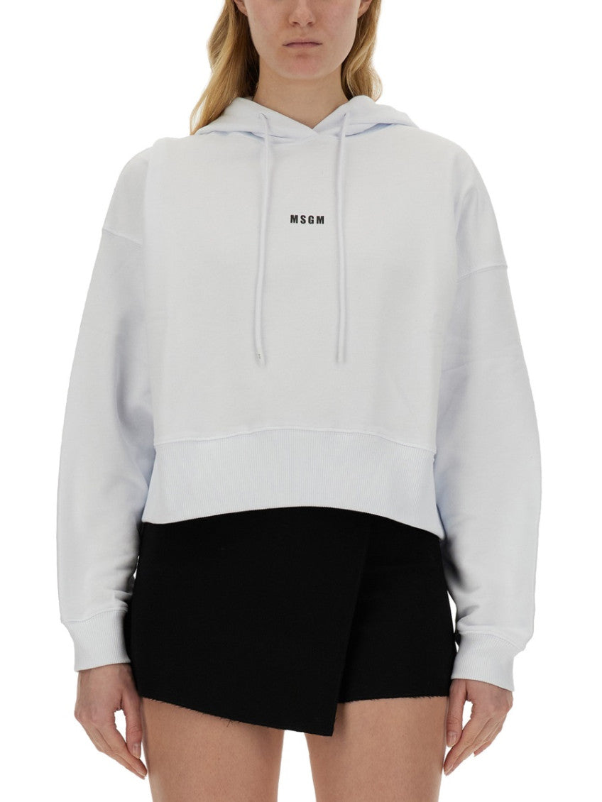 White Logo Hood Sweatshirt 1
