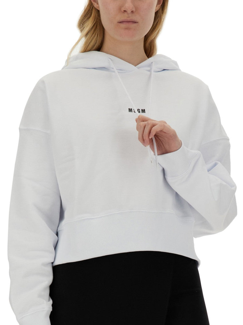 White Logo Hood Sweatshirt 4