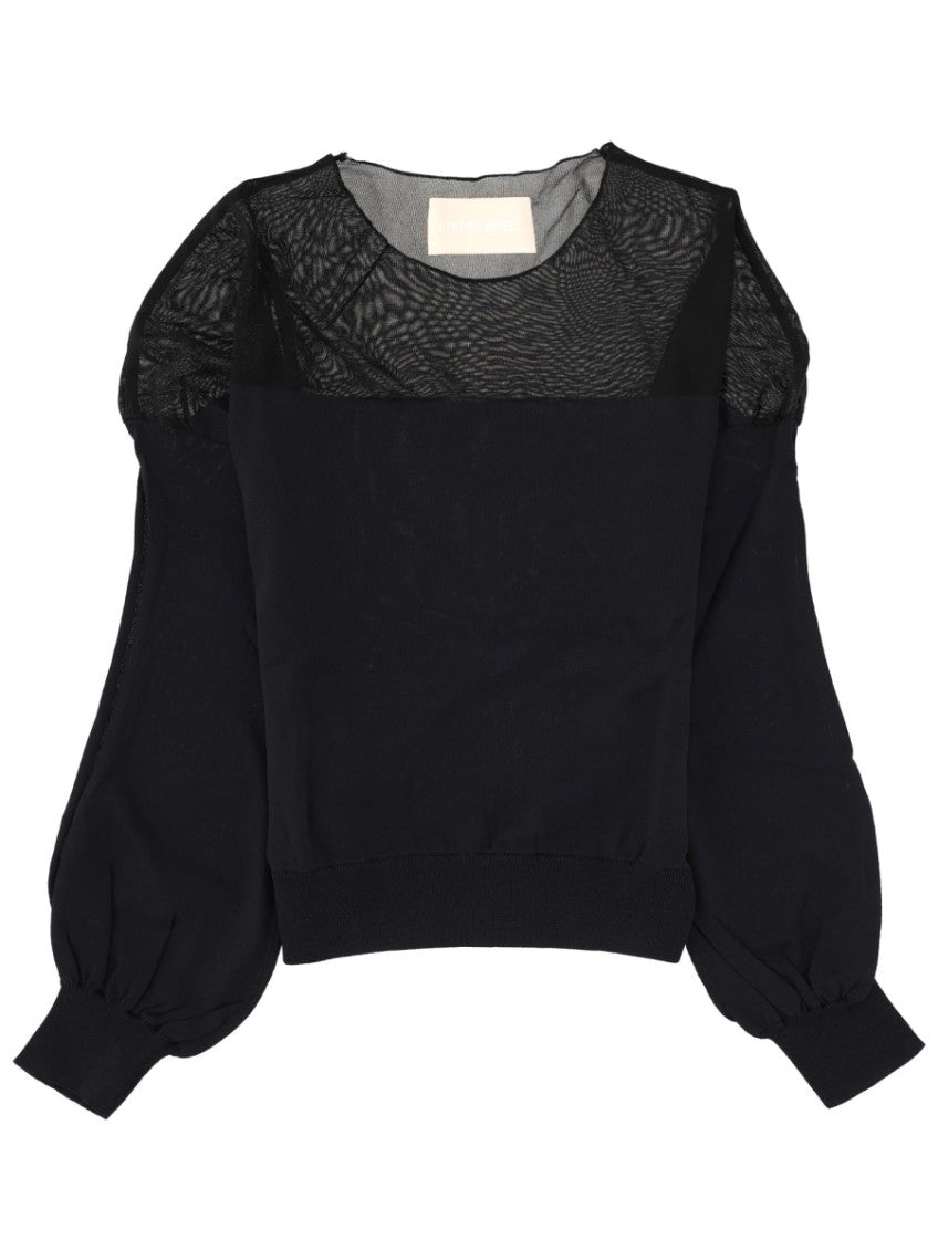 Black Textured Round Neck Top 1
