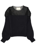 Black Textured Round Neck Top 1