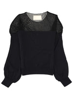 Black Textured Round Neck Top 1