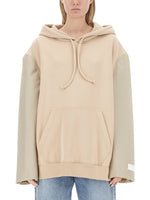 Beige Solid Hood Sweatshirt 1