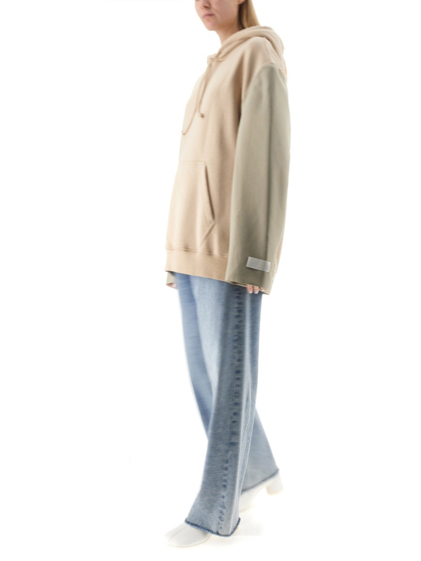Beige Solid Hood Sweatshirt 2