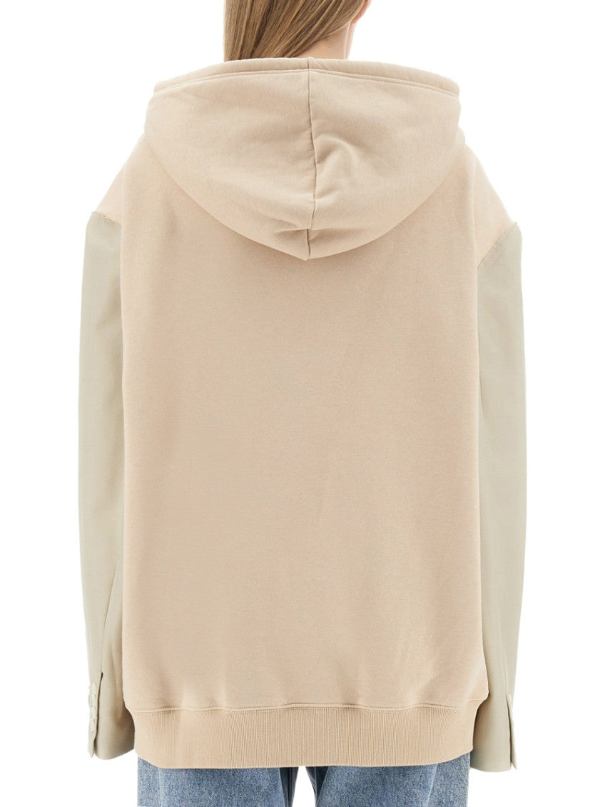 Beige Solid Hood Sweatshirt 4