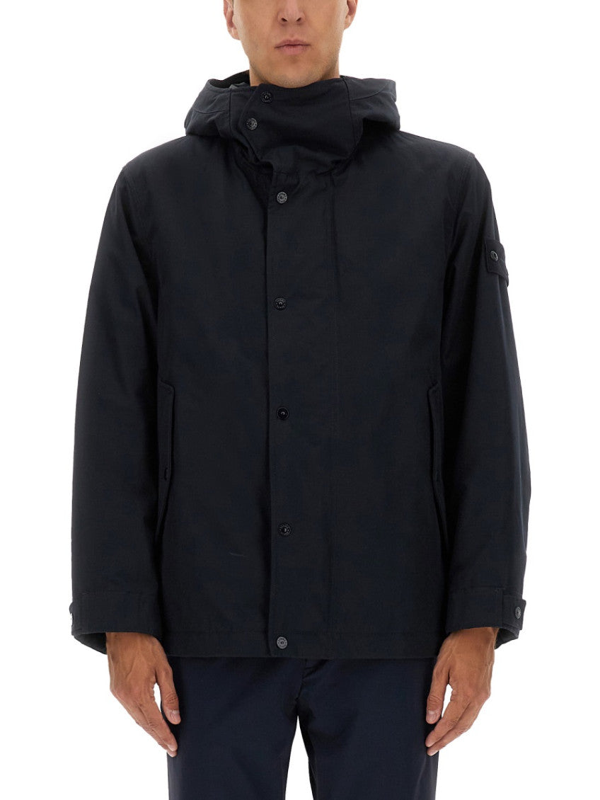 Dark Blue Solid Hood Jacket 1