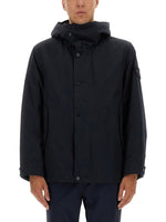 Dark Blue Solid Hood Jacket 1