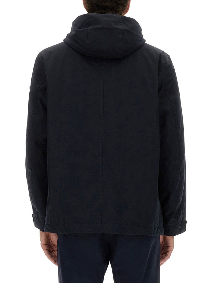 Dark Blue Solid Hood Jacket 4
