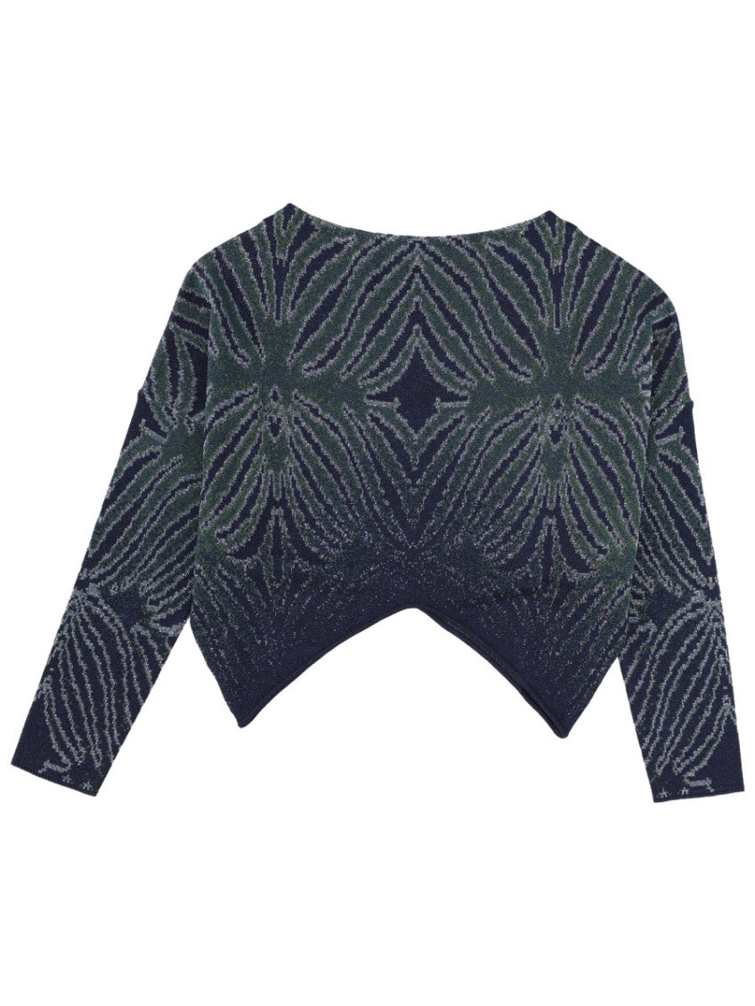 Navy Blue Abstract Round Neck Top 1