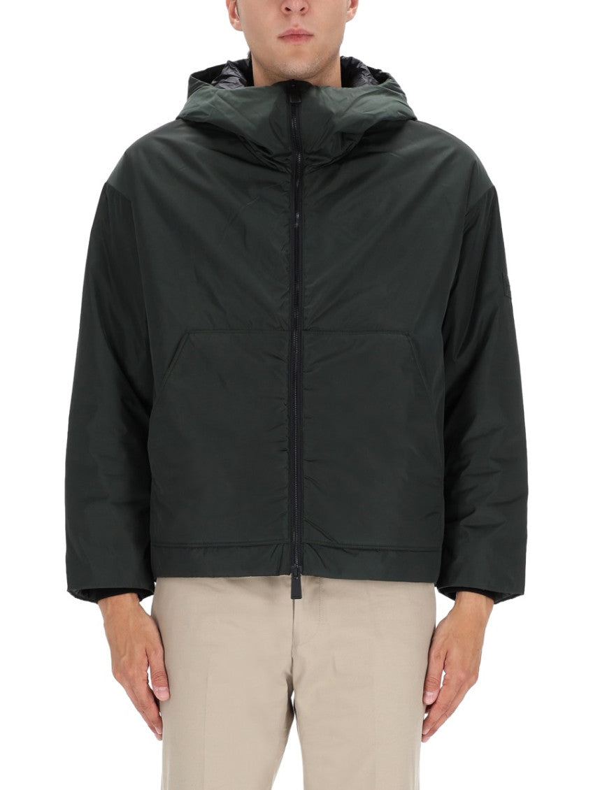 Dark Green Solid Hood Jacket 1