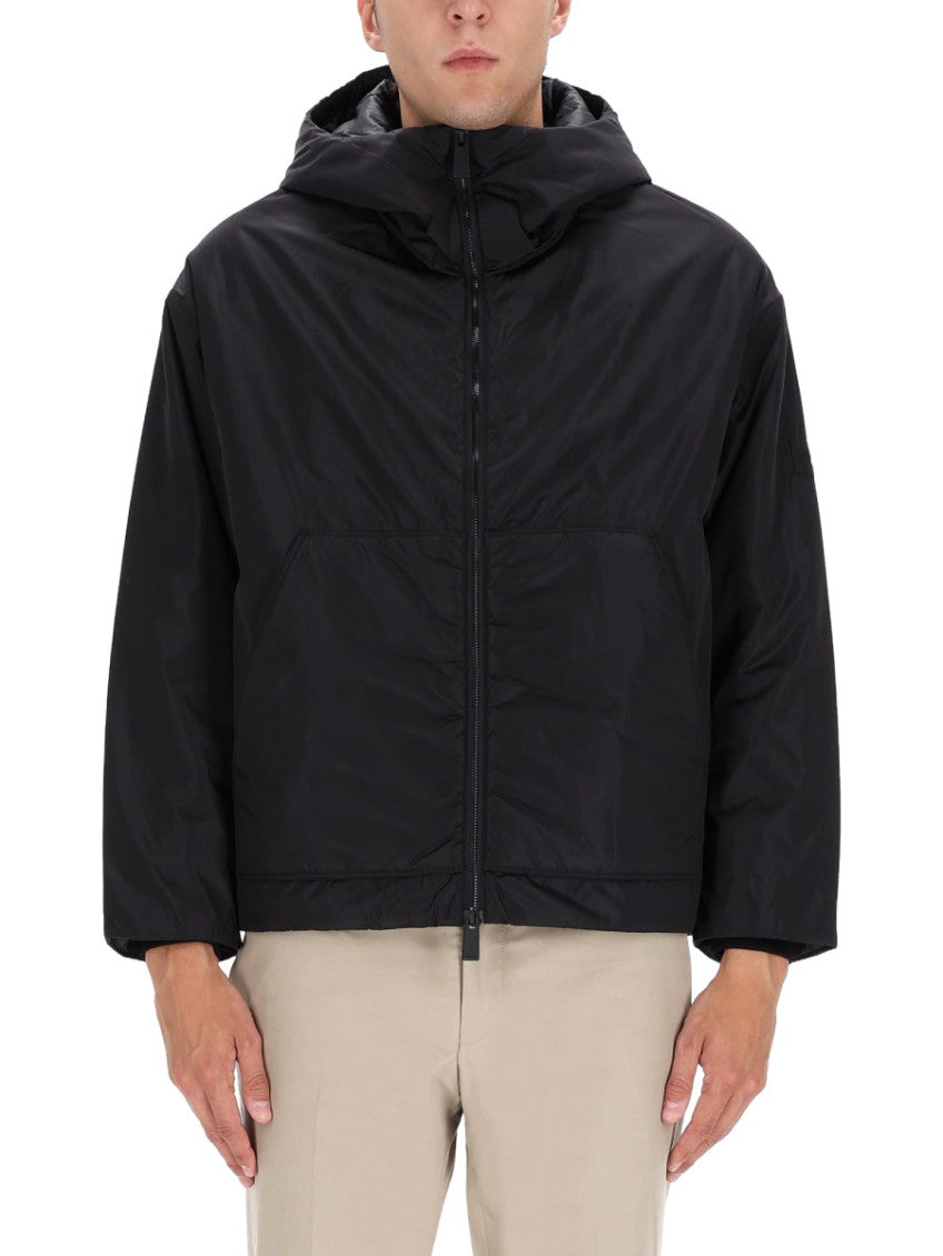 Black Solid Hood Jacket 1