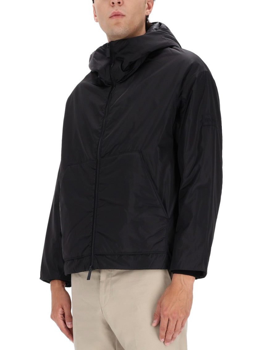 Black Solid Hood Jacket 3