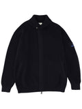 Dark Blue Knitted Mock Collar Jacket 1