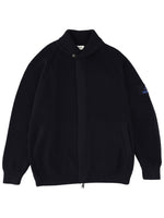 Dark Blue Knitted Mock Collar Jacket 1