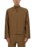 Brown Solid Mandarin Collar Jacket 1
