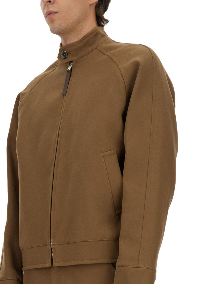 Brown Solid Mandarin Collar Jacket 3
