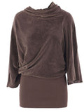 Brown Solid Cowl Neck Top 1