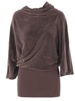 Brown Solid Cowl Neck Top 1